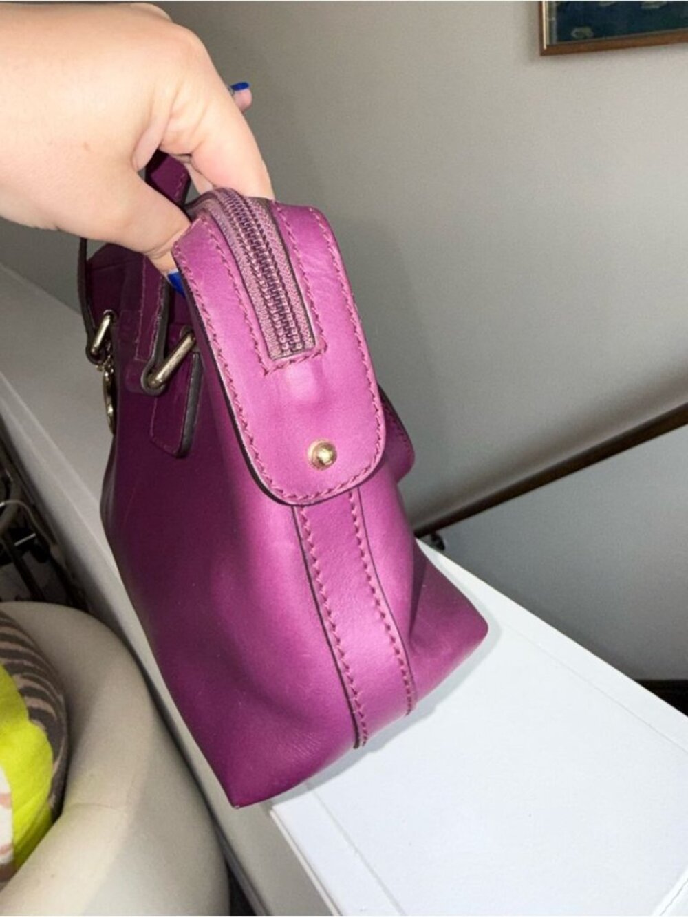Gucci Purple Leather Top-Handle Satchel with Gold-Tone Logo Charm - Picture 5 of 13